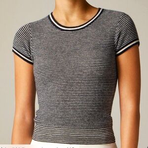 J. Crew Ribbed featherweight cashmere T-shirt stripe
